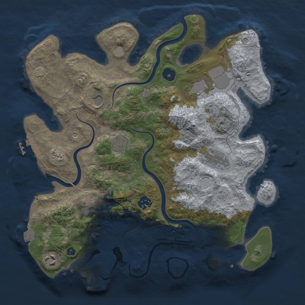 Rust Map: Procedural Map, Size: 3550, Seed: 516077, 14 Monuments