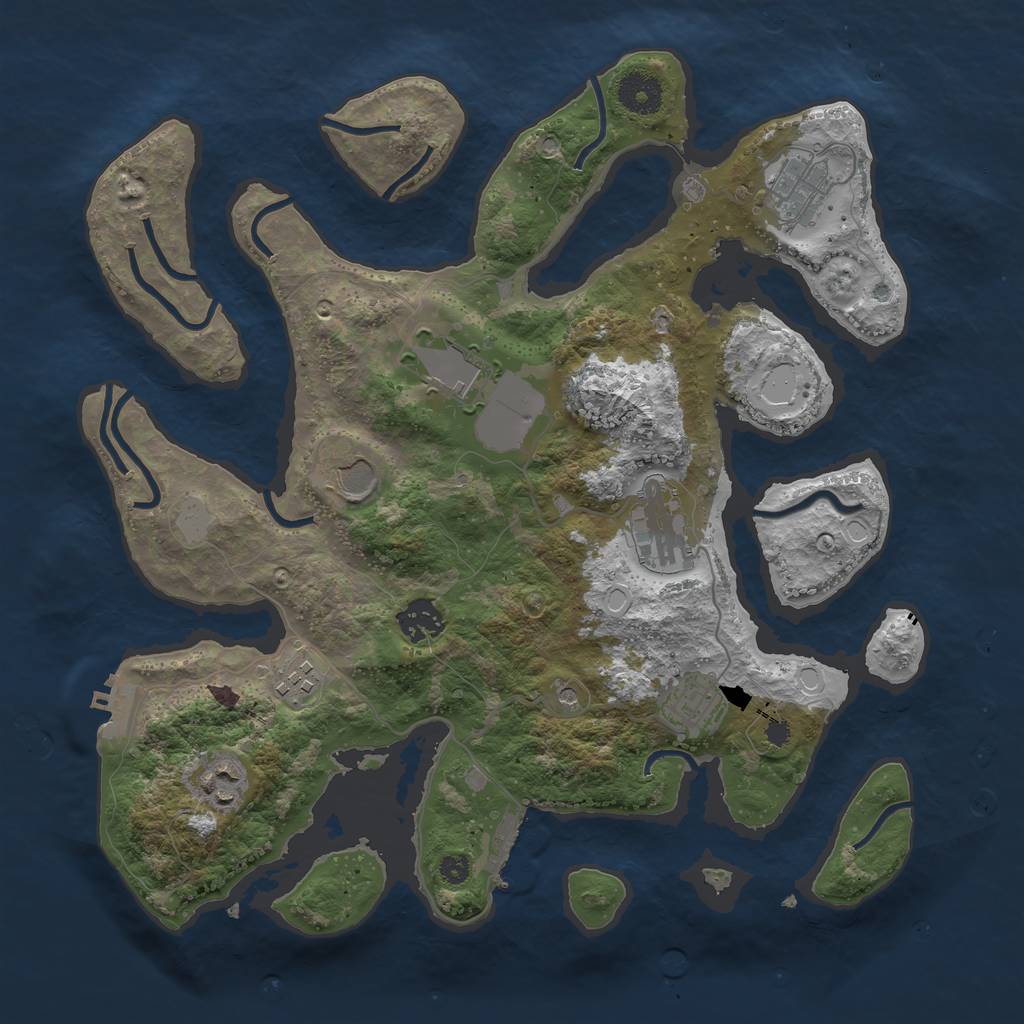 Rust Map: Procedural Map, Size: 3550, Seed: 516077, 16 Monuments