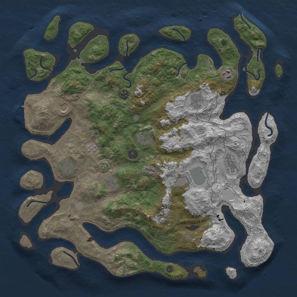 Rust Map: Procedural Map, Size: 4500, Seed: 5354604, 18 Monuments