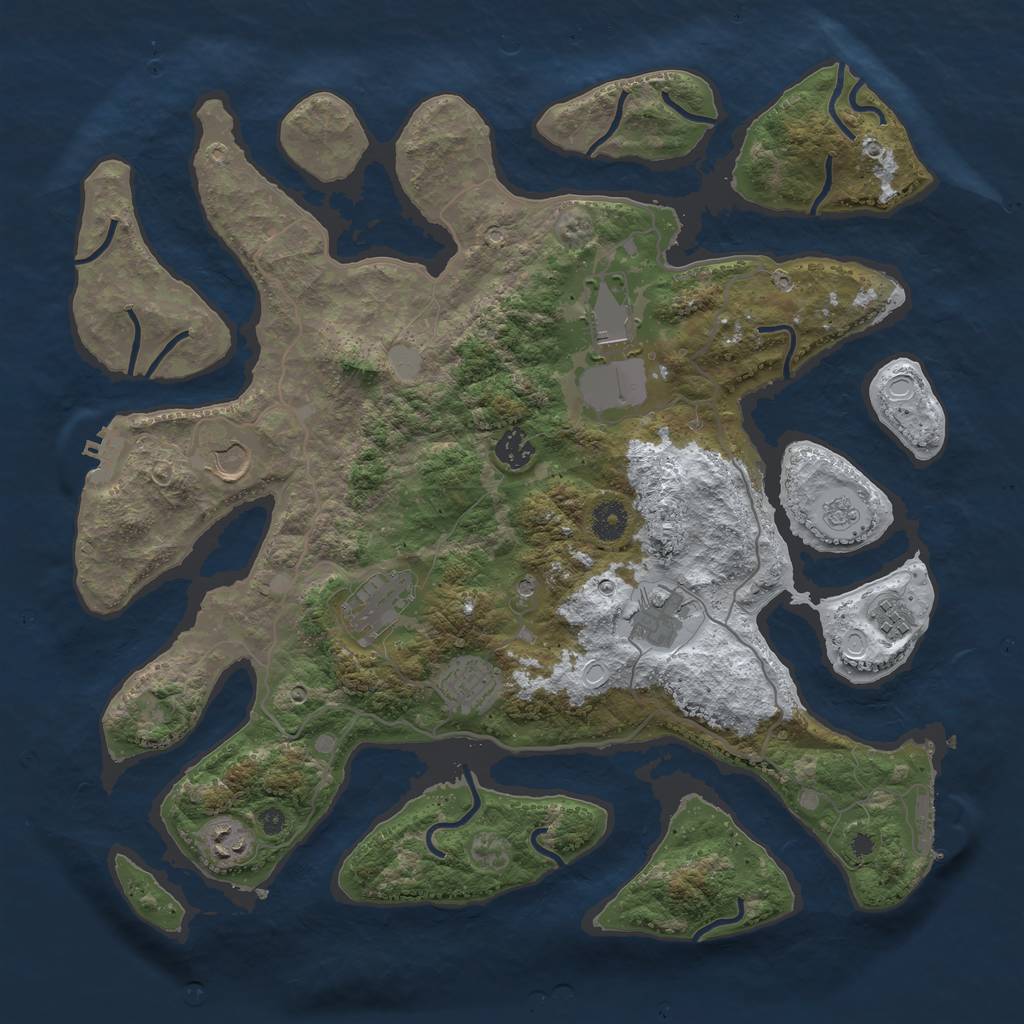 Rust Map: Procedural Map, Size: 4000, Seed: 42198759, 17 Monuments