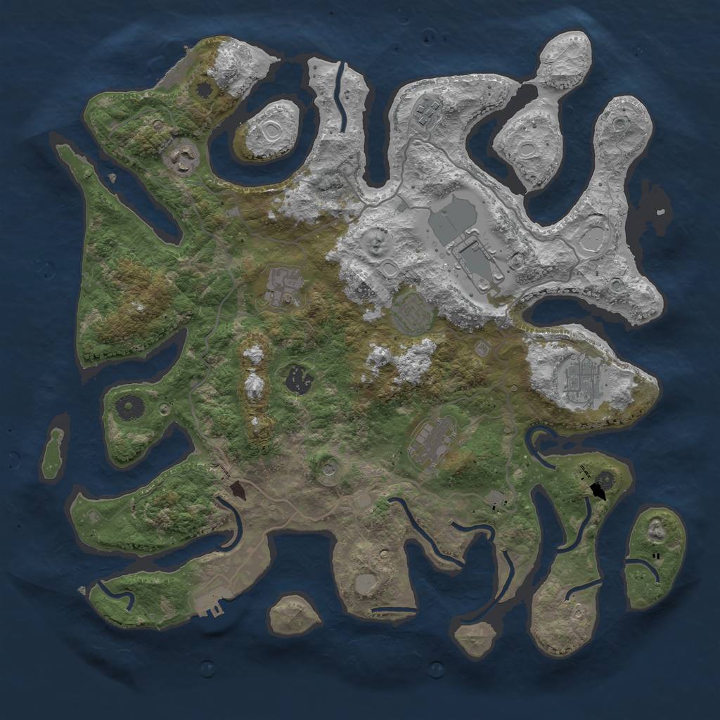 Rust Map: Procedural Map, Size: 4000, Seed: 739902058, 16 Monuments