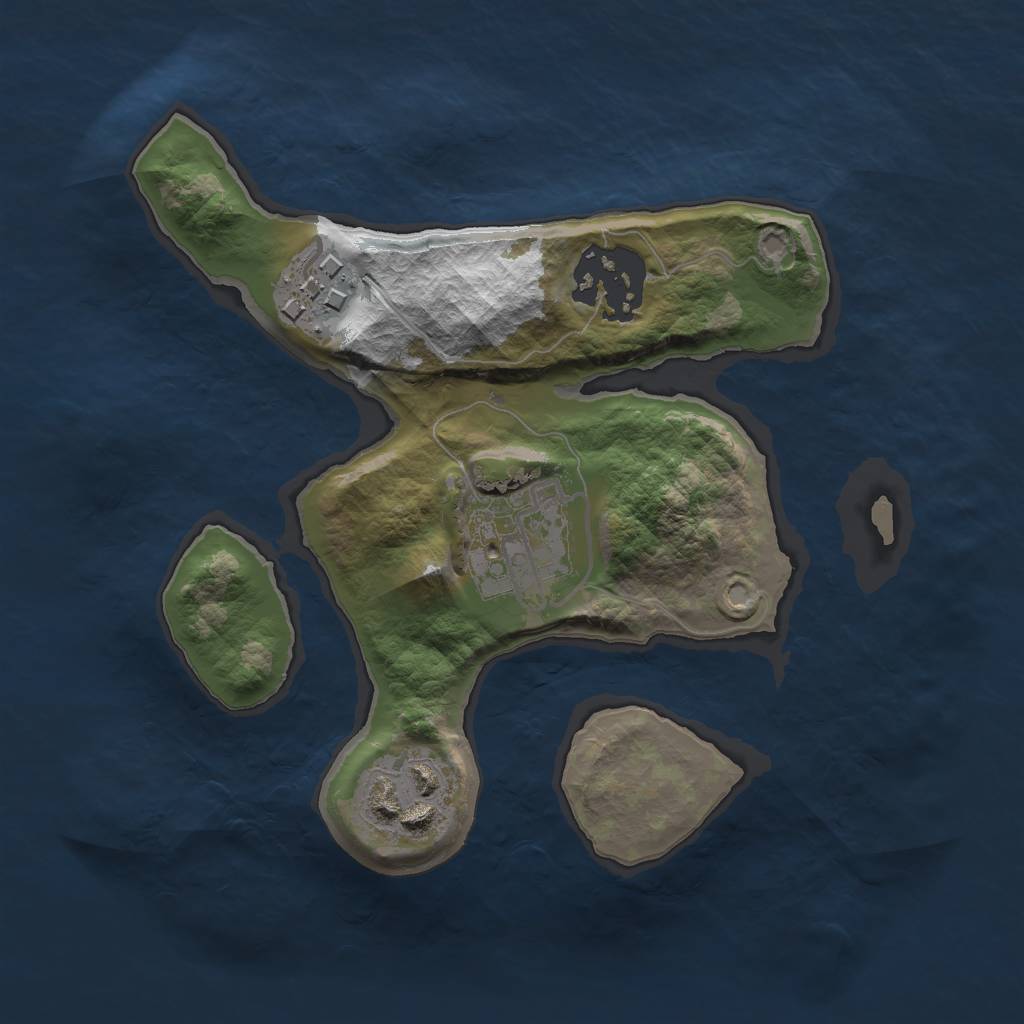 Rust Map: Barren, Size: 2000, Seed: 123456789, 6 Monuments