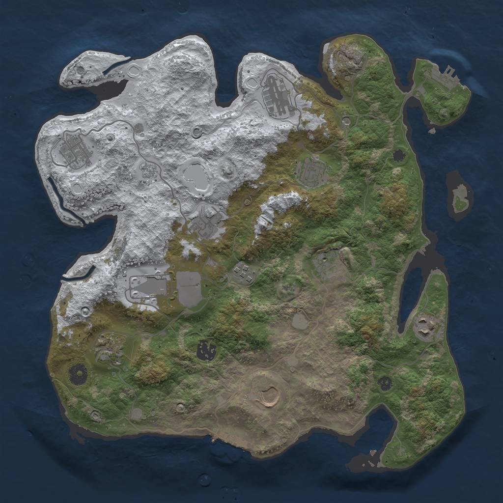 Rust Map: Procedural Map, Size: 3700, Seed: 212260539, 20 Monuments