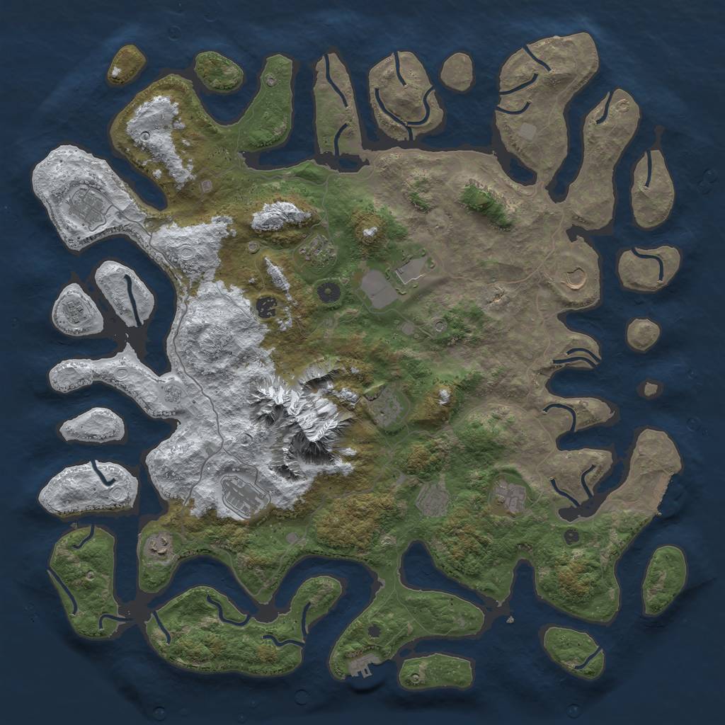 Rust Map: Procedural Map, Size: 5000, Seed: 123456, 20 Monuments