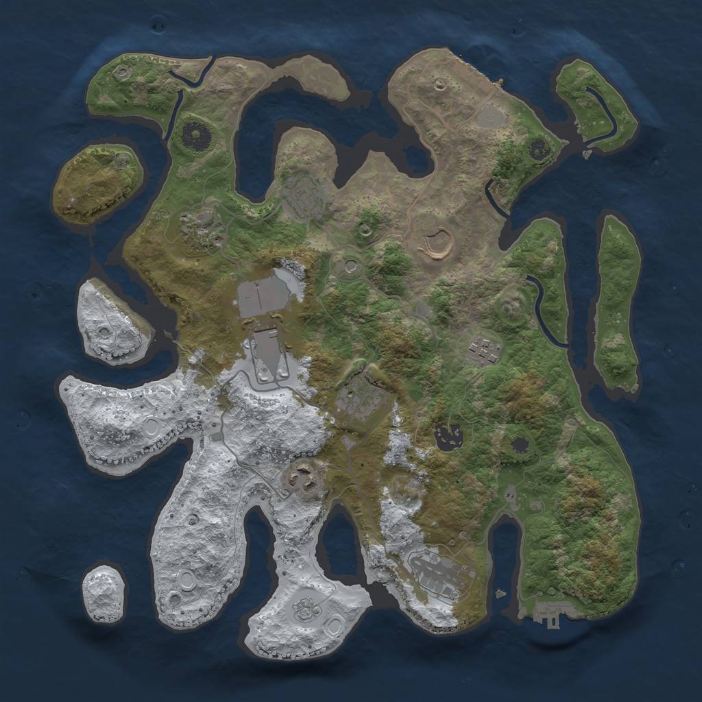 Rust Map: Procedural Map, Size: 3550, Seed: 507921, 18 Monuments