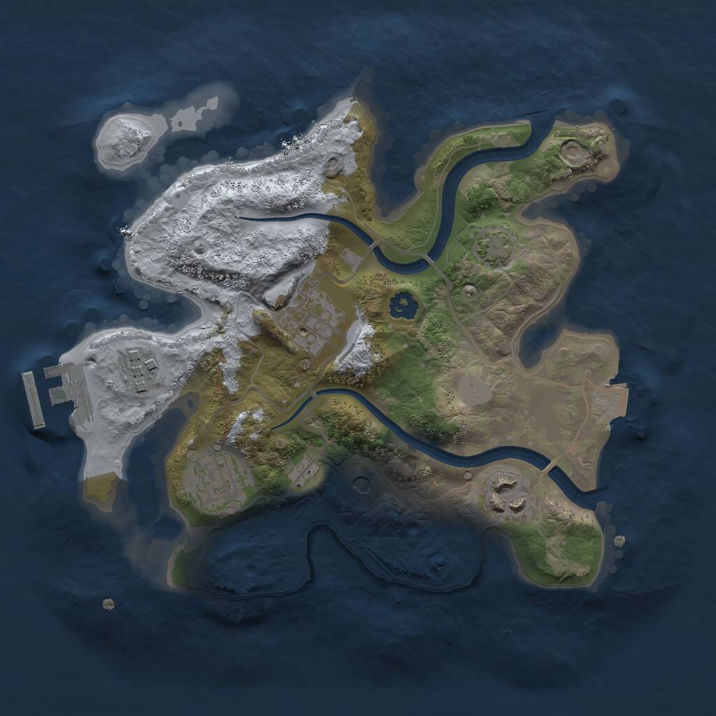 Rust Map: Procedural Map, Size: 2500, Seed: 5166, 8 Monuments