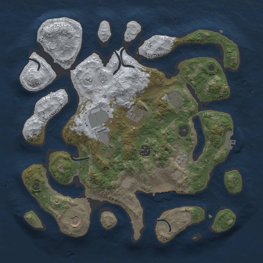 Rust Map: Procedural Map, Size: 3500, Seed: 876297759, 14 Monuments