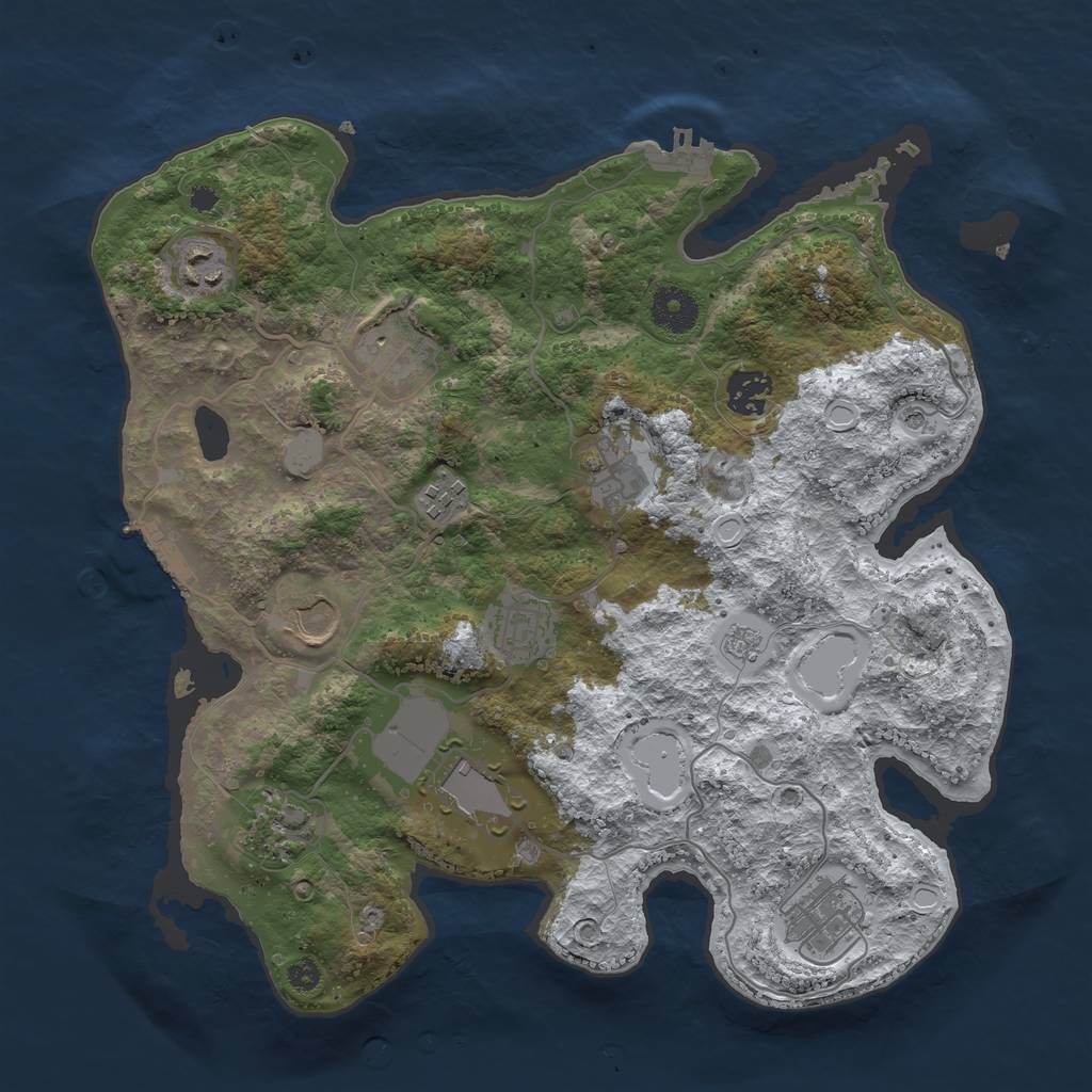 Rust Map: Procedural Map, Size: 3500, Seed: 73632843, 19 Monuments