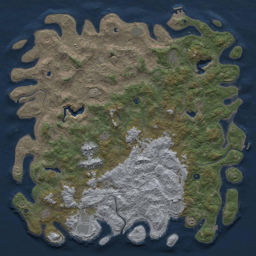 Rust Map: Procedural Map, Size: 6000, Seed: 27435022, 17 Monuments