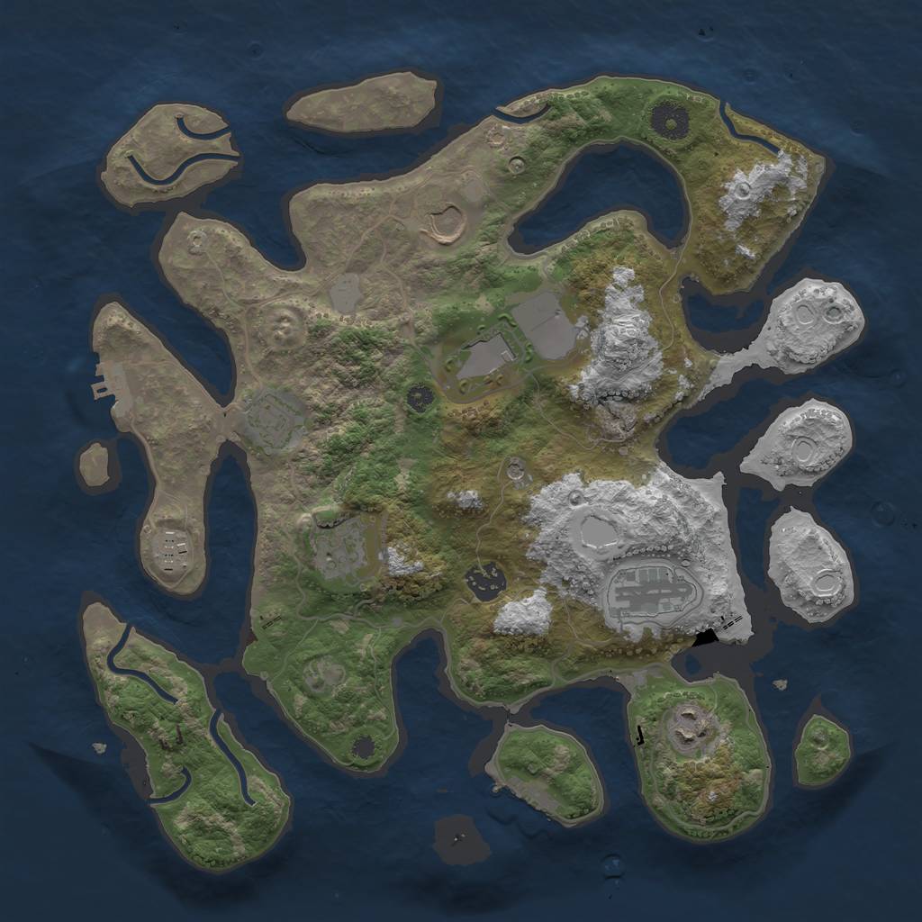 Rust Map: Procedural Map, Size: 3600, Seed: 456, 16 Monuments