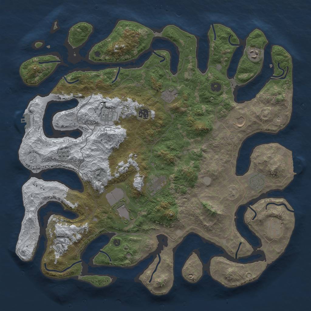 Rust Map: Procedural Map, Size: 4500, Seed: 2744876, 20 Monuments