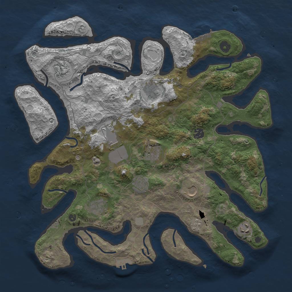 Rust Map: Procedural Map, Size: 4000, Seed: 428288, 18 Monuments