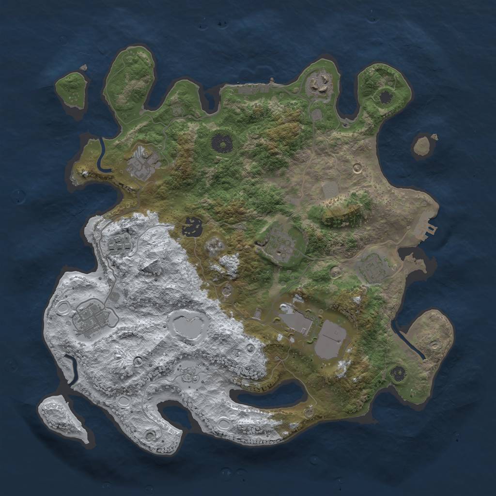 Rust Map: Procedural Map, Size: 3500, Seed: 3389, 17 Monuments