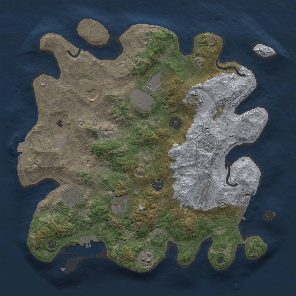 Rust Map: Procedural Map, Size: 3550, Seed: 500265, 17 Monuments