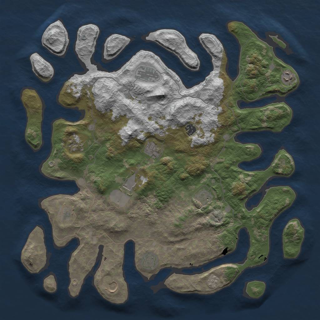 Rust Map: Barren, Size: 4500, Seed: 80662, 14 Monuments