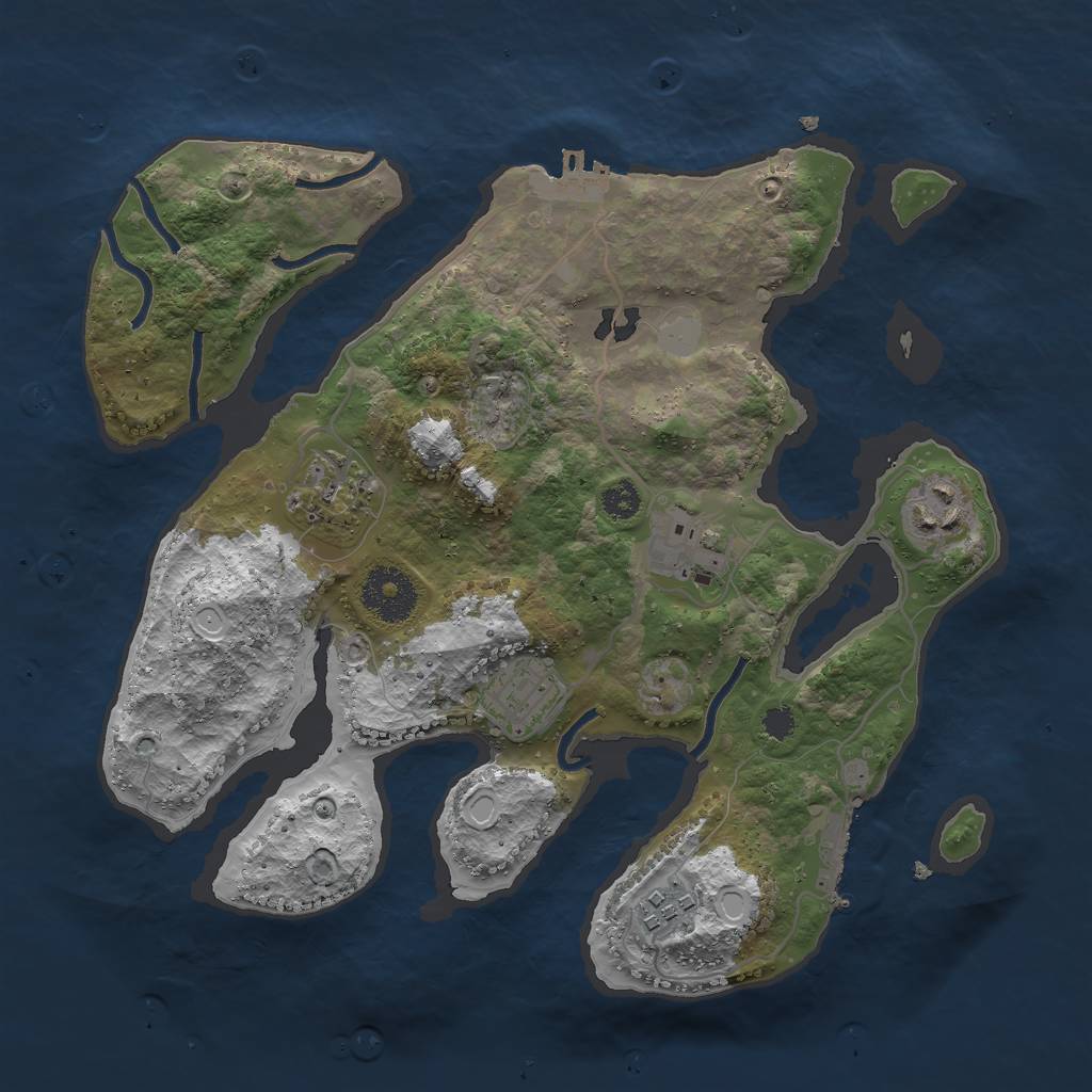 Rust Map: Procedural Map, Size: 3000, Seed: 365980, 12 Monuments