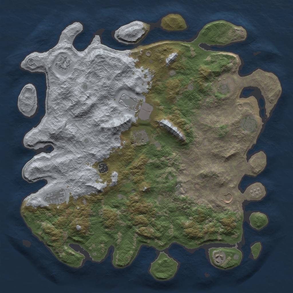 Rust Map: Barren, Size: 4500, Seed: 1007631, 13 Monuments