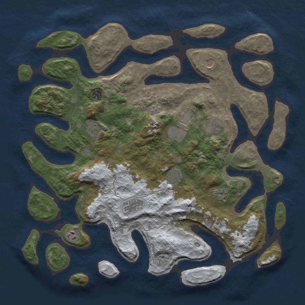 Rust Map: Barren, Size: 4500, Seed: 1748983, 13 Monuments