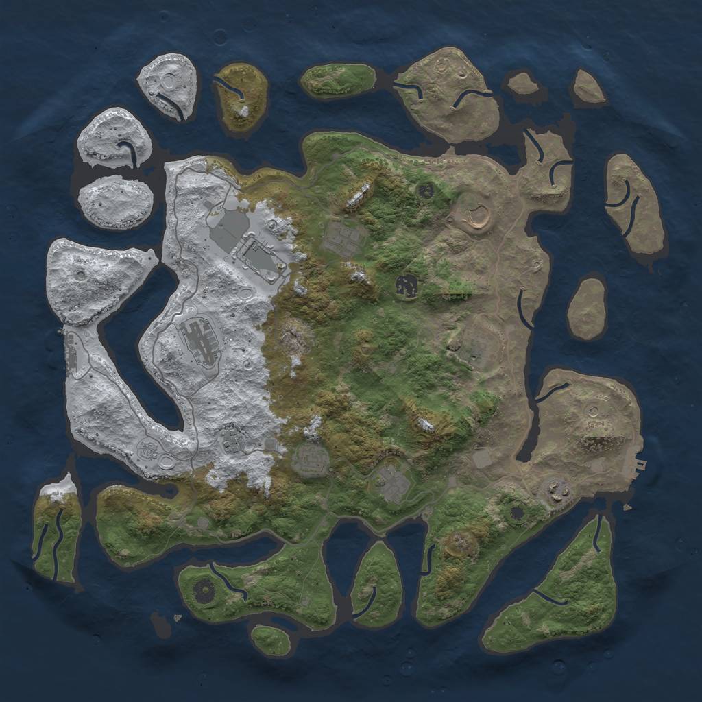 Rust Map: Procedural Map, Size: 4500, Seed: 3333460, 19 Monuments