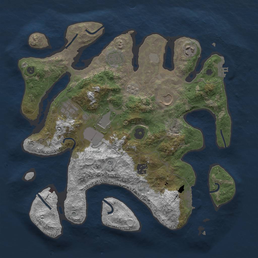 Rust Map: Procedural Map, Size: 3500, Seed: 3395, 15 Monuments