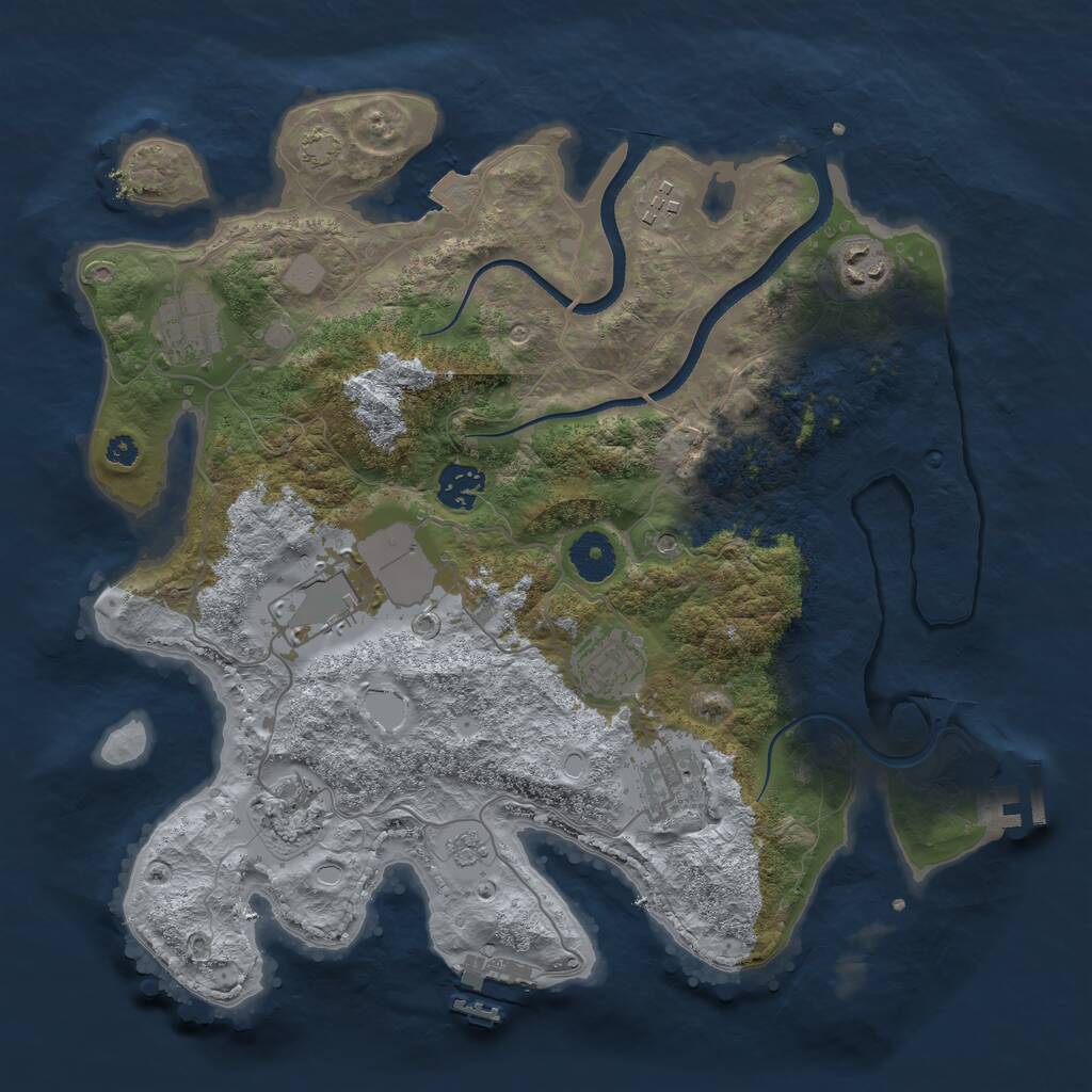 Rust Map: Procedural Map, Size: 3500, Seed: 3395, 14 Monuments