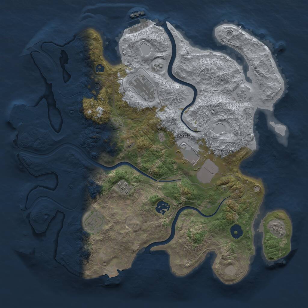 Rust Map: Procedural Map, Size: 3500, Seed: 5595964, 11 Monuments