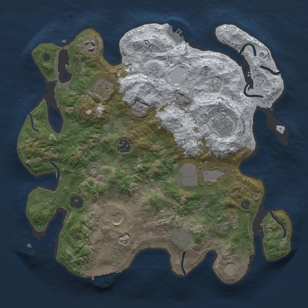 Rust Map: Procedural Map, Size: 3500, Seed: 5595964, 18 Monuments