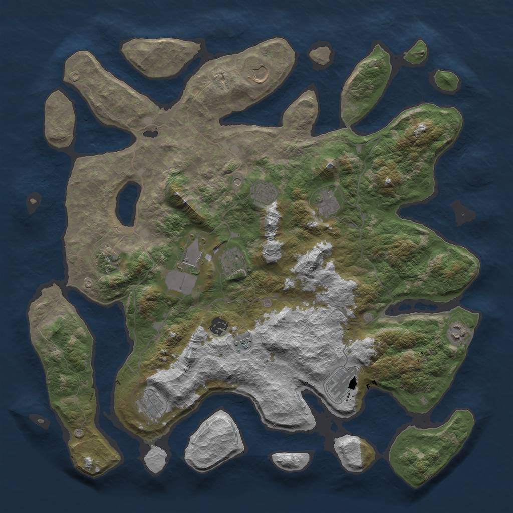 Rust Map: Barren, Size: 4500, Seed: 896732, 14 Monuments