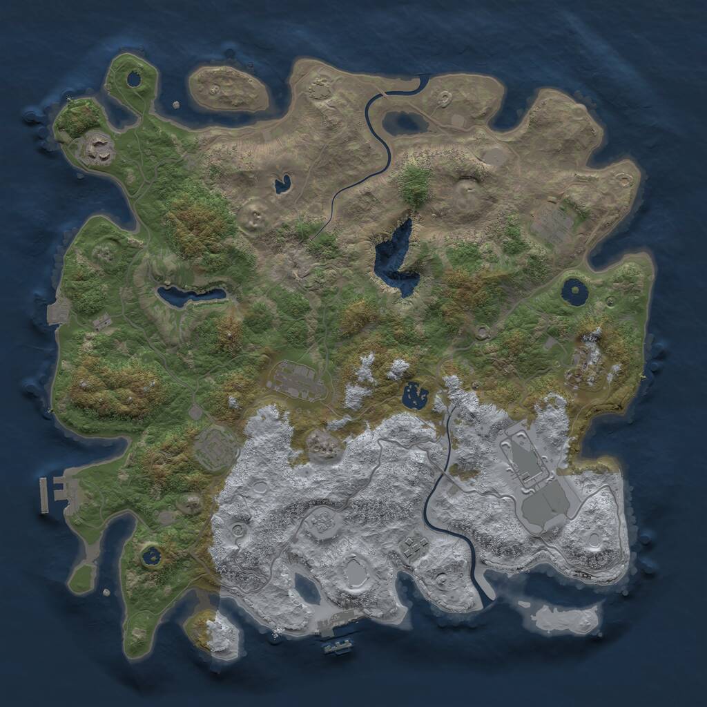 Rust Map: Procedural Map, Size: 4000, Seed: 987654321, 14 Monuments