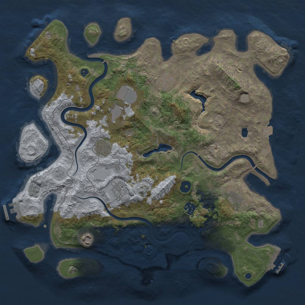Rust Map: Procedural Map, Size: 4000, Seed: 740568, 14 Monuments