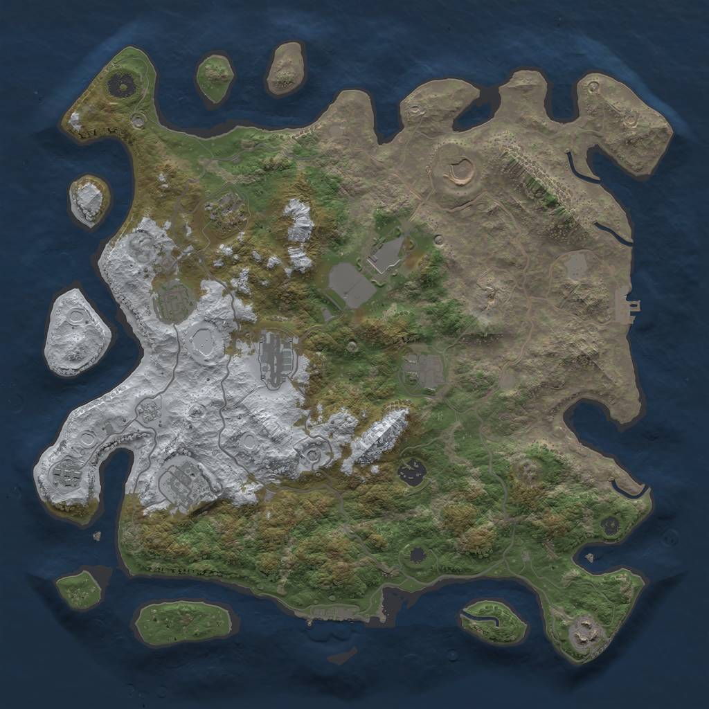 Rust Map: Procedural Map, Size: 4000, Seed: 740568, 19 Monuments