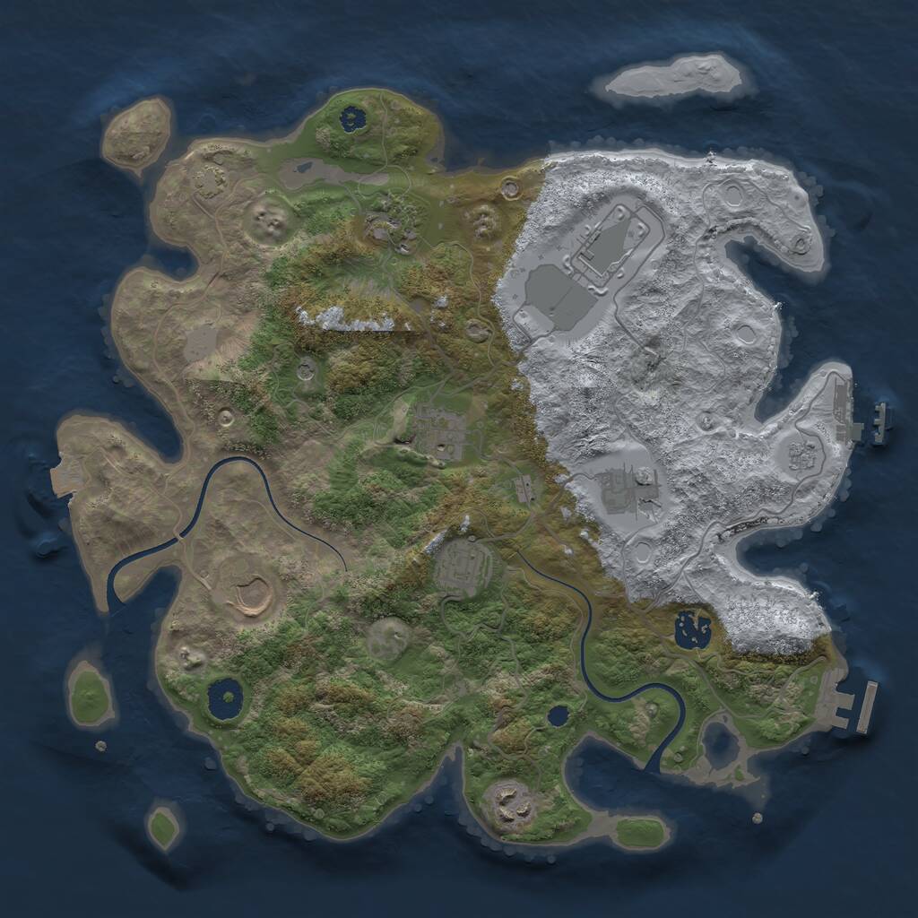 Rust Map: Procedural Map, Size: 3550, Seed: 403877, 14 Monuments