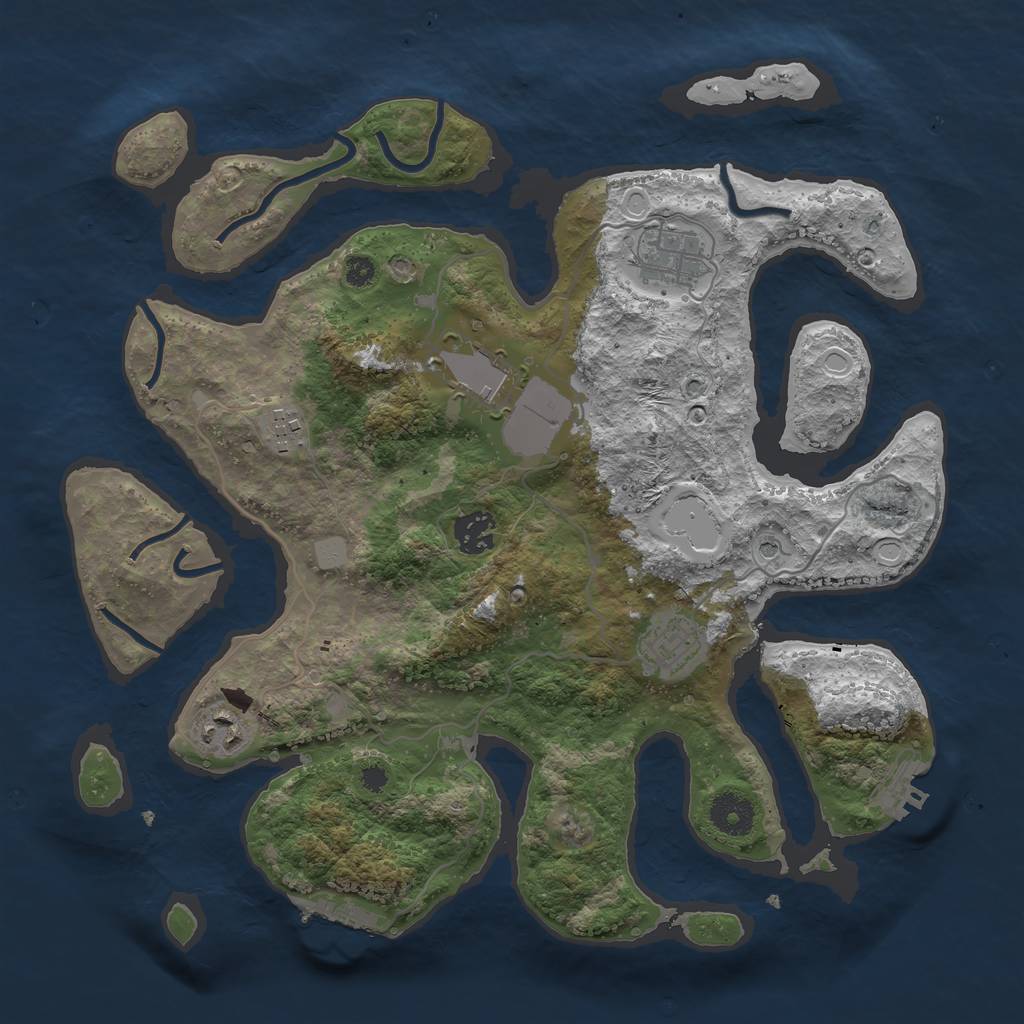 Rust Map: Procedural Map, Size: 3550, Seed: 403877, 14 Monuments