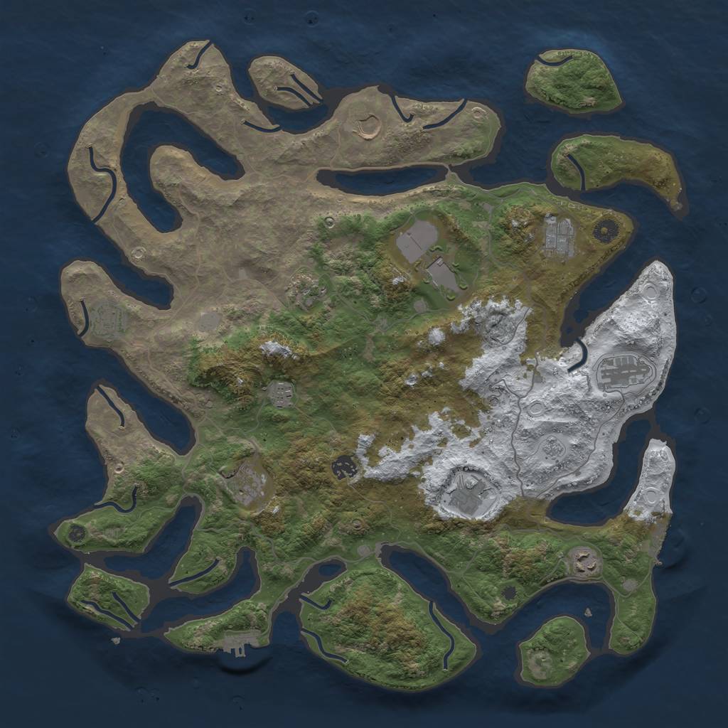 Rust Map: Procedural Map, Size: 4500, Seed: 1826215953, 20 Monuments