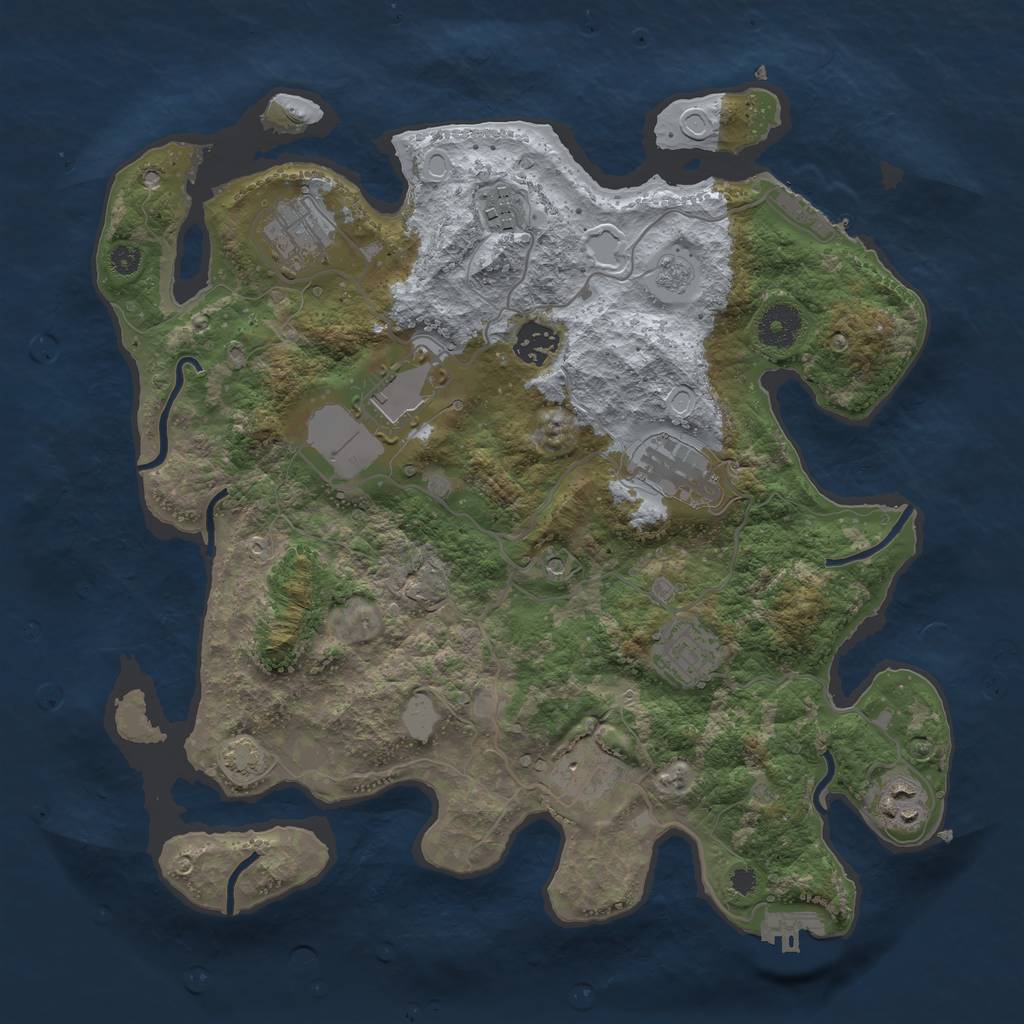 Rust Map: Procedural Map, Size: 3550, Seed: 875235, 16 Monuments