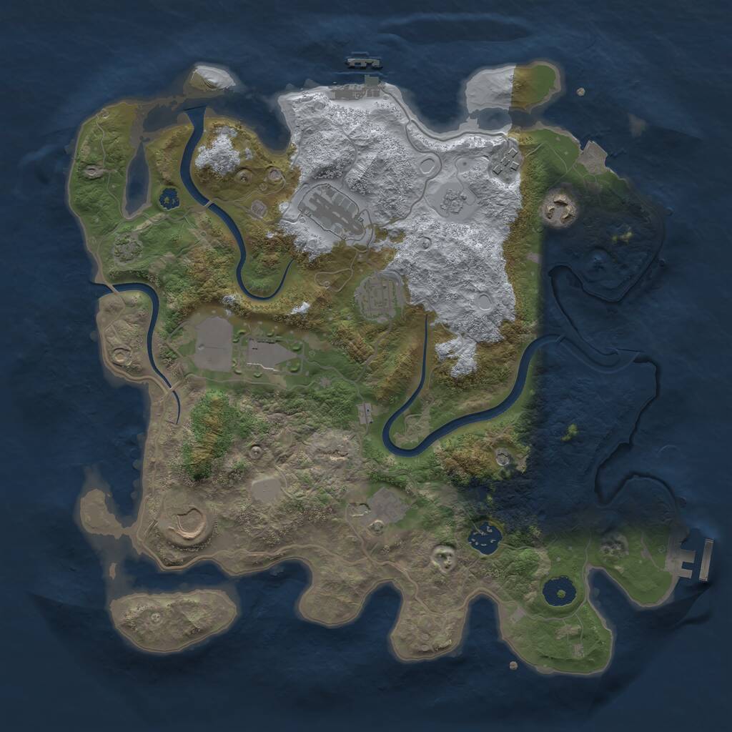 Rust Map: Procedural Map, Size: 3550, Seed: 875235, 14 Monuments