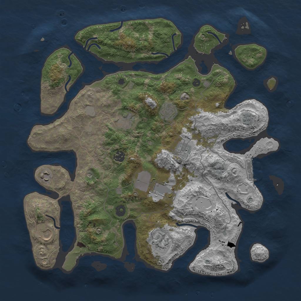 Rust Map: Procedural Map, Size: 4000, Seed: 372130, 16 Monuments