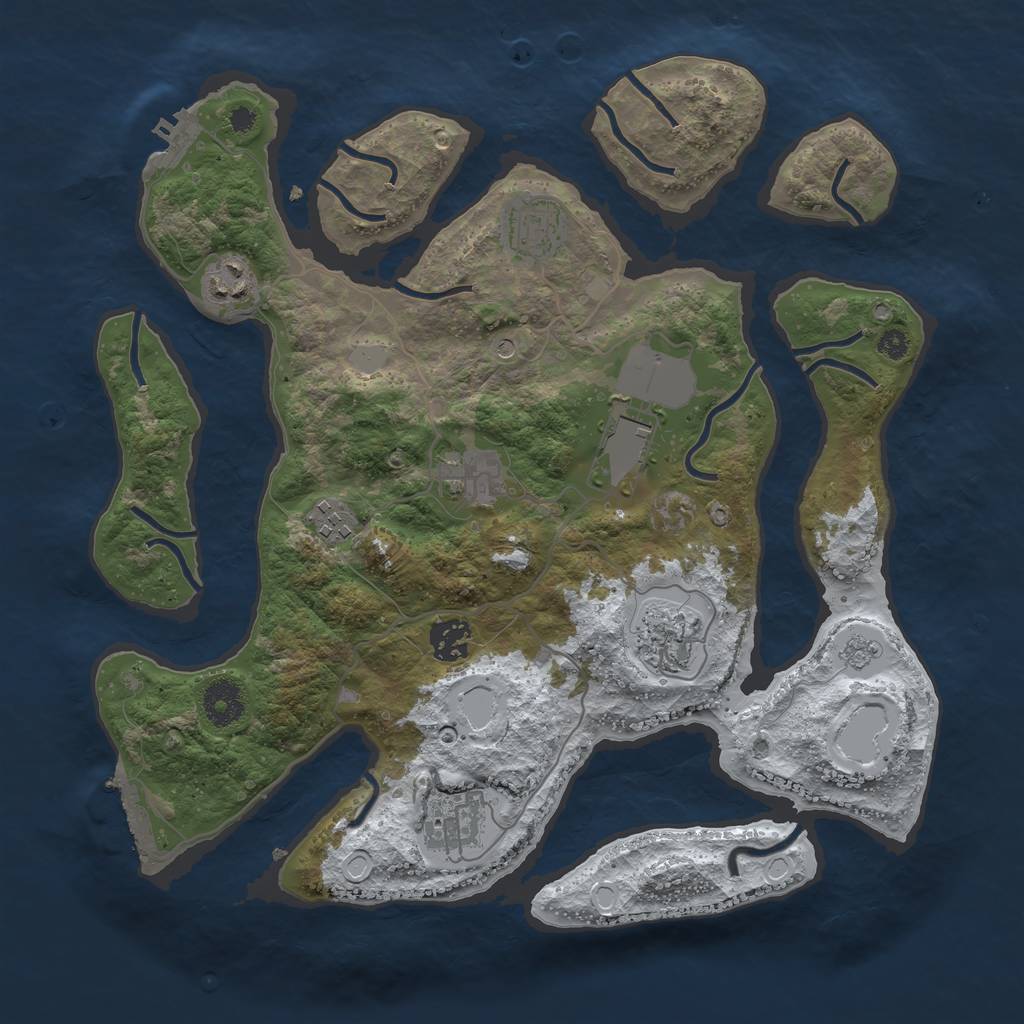 Rust Map: Procedural Map, Size: 3550, Seed: 388201, 17 Monuments