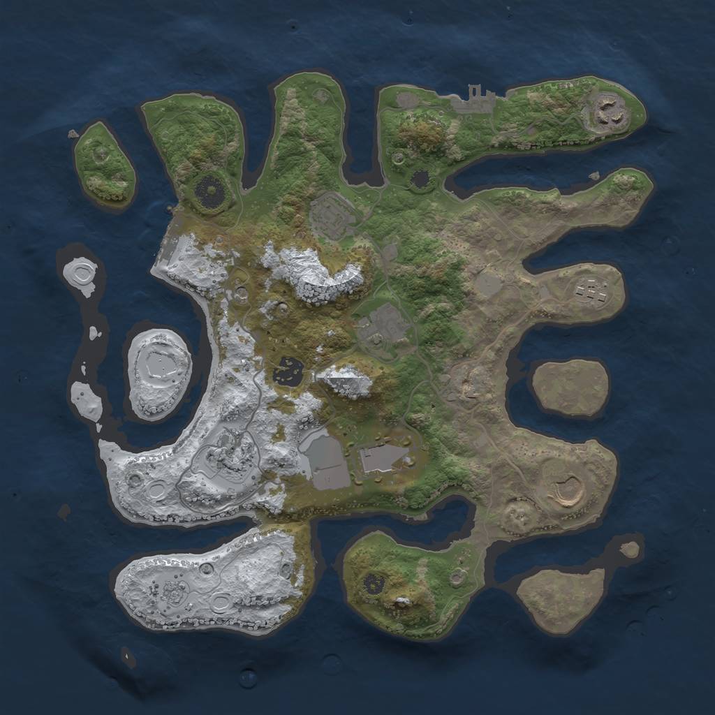 Rust Map: Procedural Map, Size: 3500, Seed: 646407105, 17 Monuments