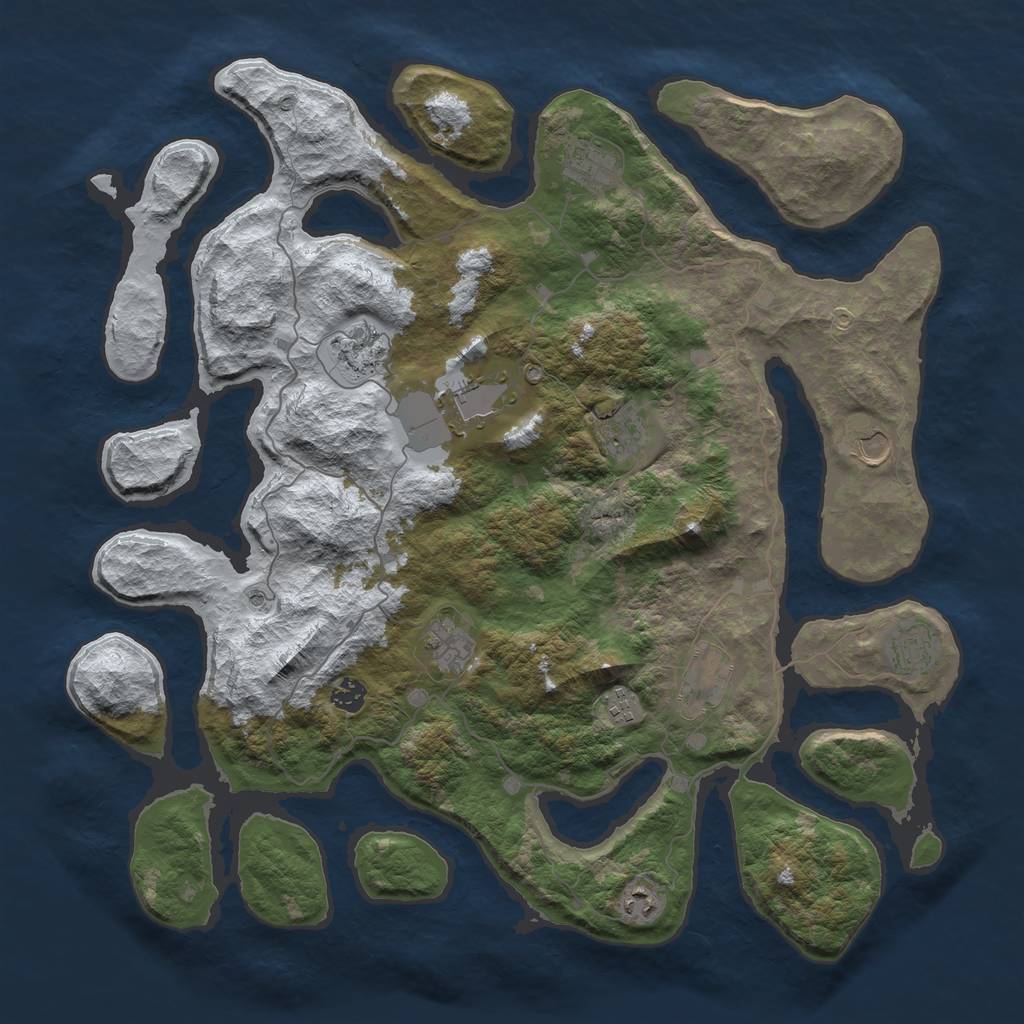 Rust Map: Barren, Size: 4500, Seed: 279387, 14 Monuments