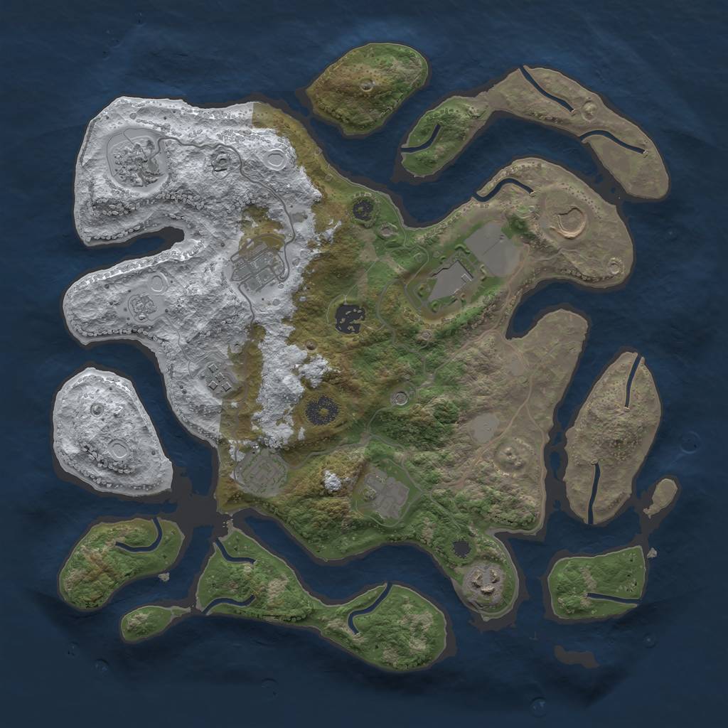 Rust Map: Procedural Map, Size: 3550, Seed: 871072, 16 Monuments