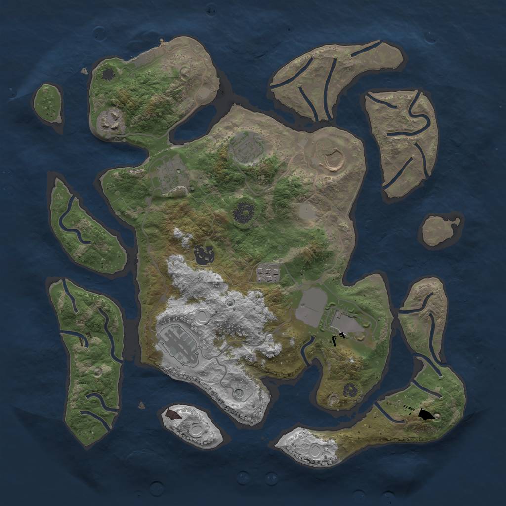 Rust Map: Procedural Map, Size: 3550, Seed: 167086, 15 Monuments