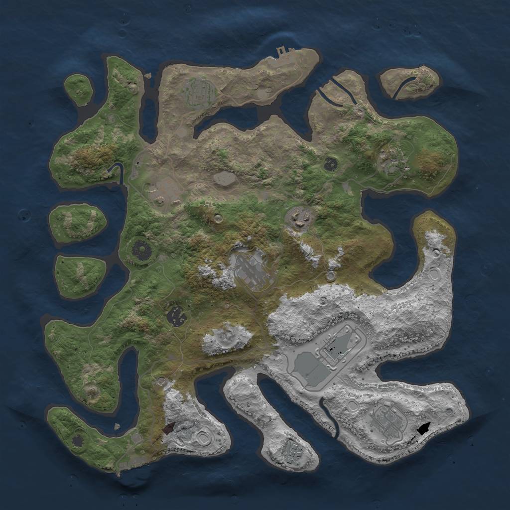 Rust Map: Procedural Map, Size: 3850, Seed: 1086514717, 17 Monuments