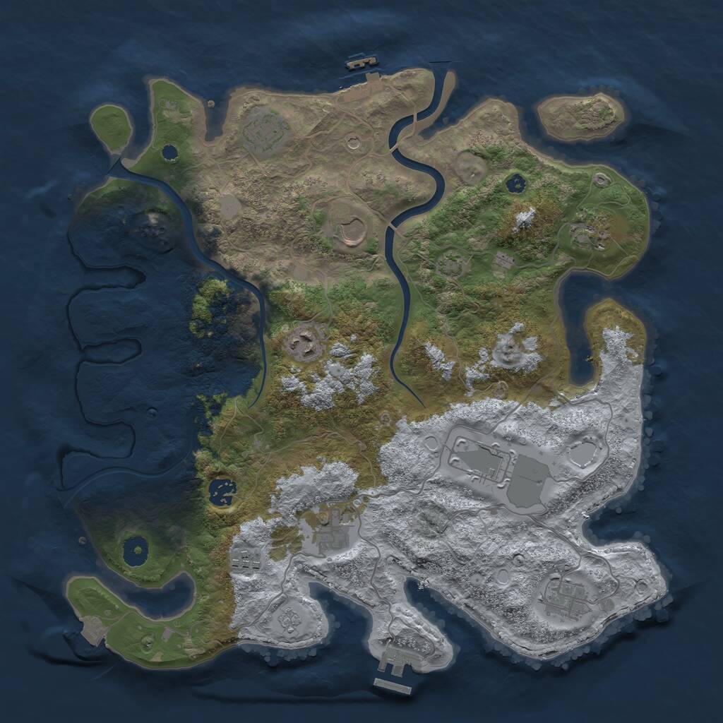 Rust Map: Procedural Map, Size: 3850, Seed: 1086514717, 15 Monuments