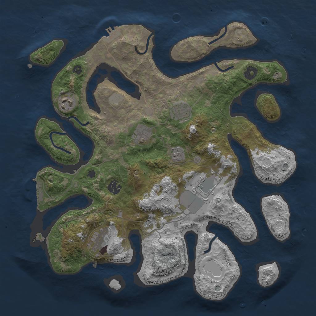 Rust Map: Procedural Map, Size: 3500, Seed: 344791058, 15 Monuments