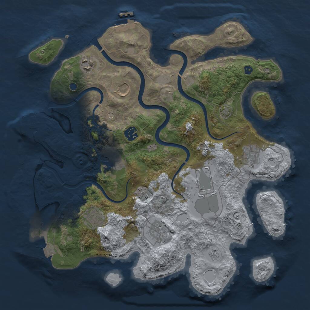 Rust Map: Procedural Map, Size: 3500, Seed: 344791058, 15 Monuments