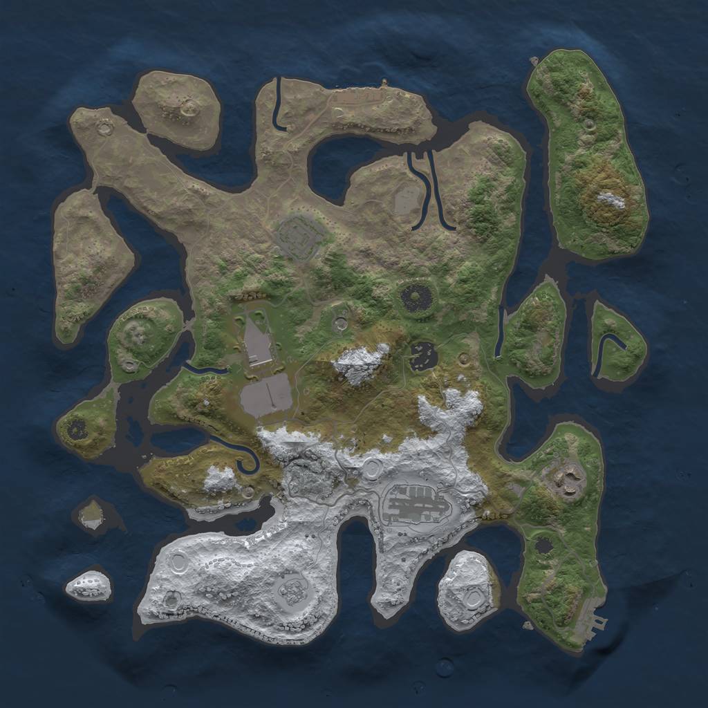 Rust Map: Procedural Map, Size: 3550, Seed: 631472, 14 Monuments