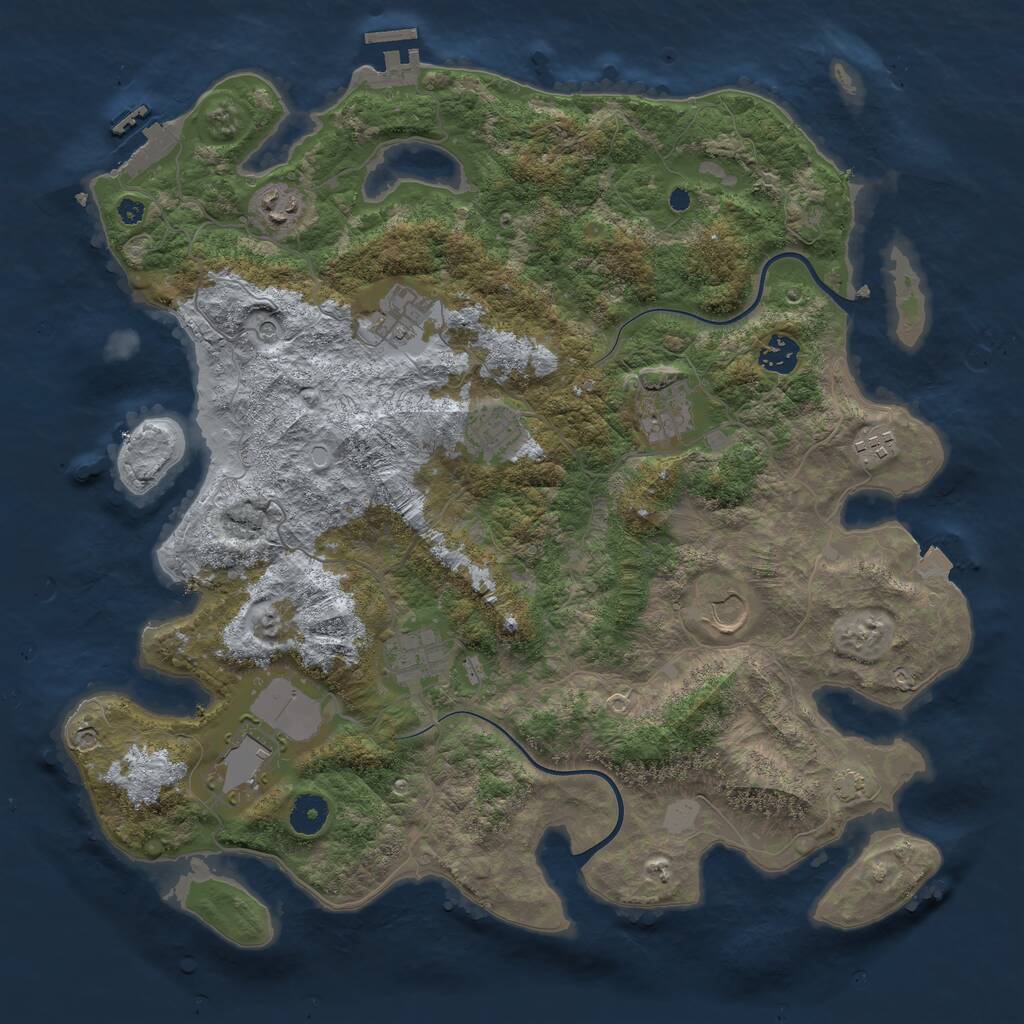 Rust Map: Procedural Map, Size: 3950, Seed: 1197560603, 14 Monuments