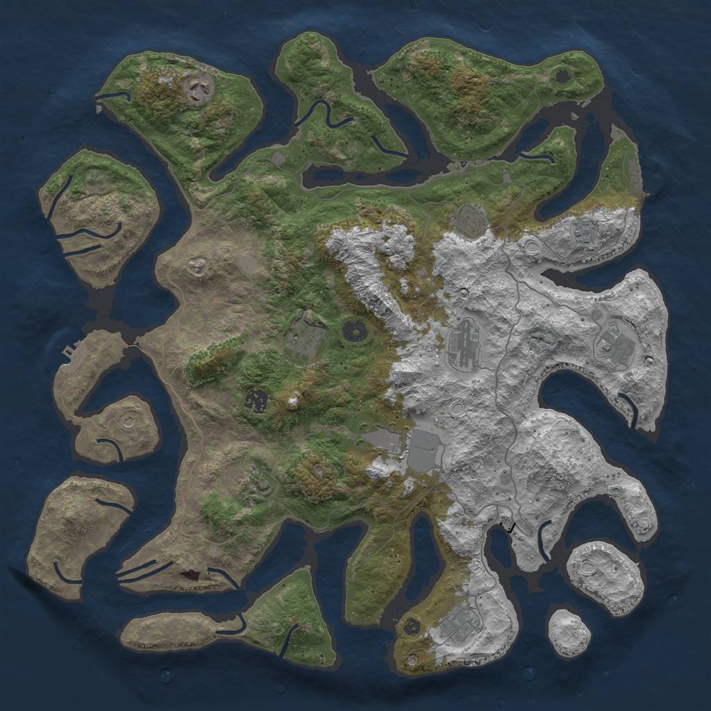 Rust Map: Procedural Map, Size: 4500, Seed: 582035, 18 Monuments