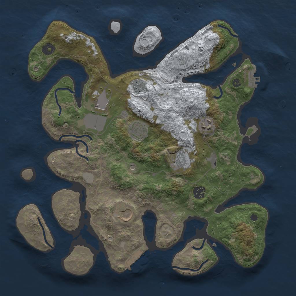 Rust Map: Procedural Map, Size: 3550, Seed: 744160, 16 Monuments